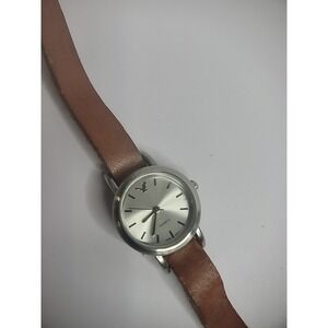Vintage AEO American Eagle Outfitters Silver Tone Brown Wrap Strap Snap Womens